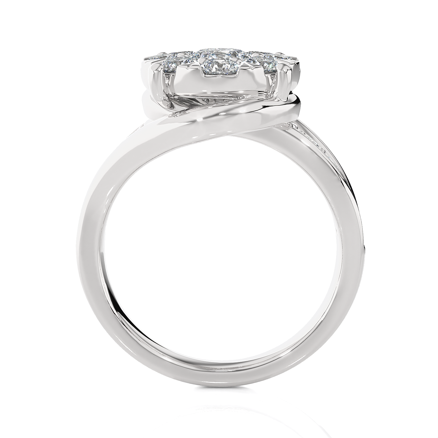 1 5/8 ctw Round Lab Grown Diamond Side Stone Engagement Ring