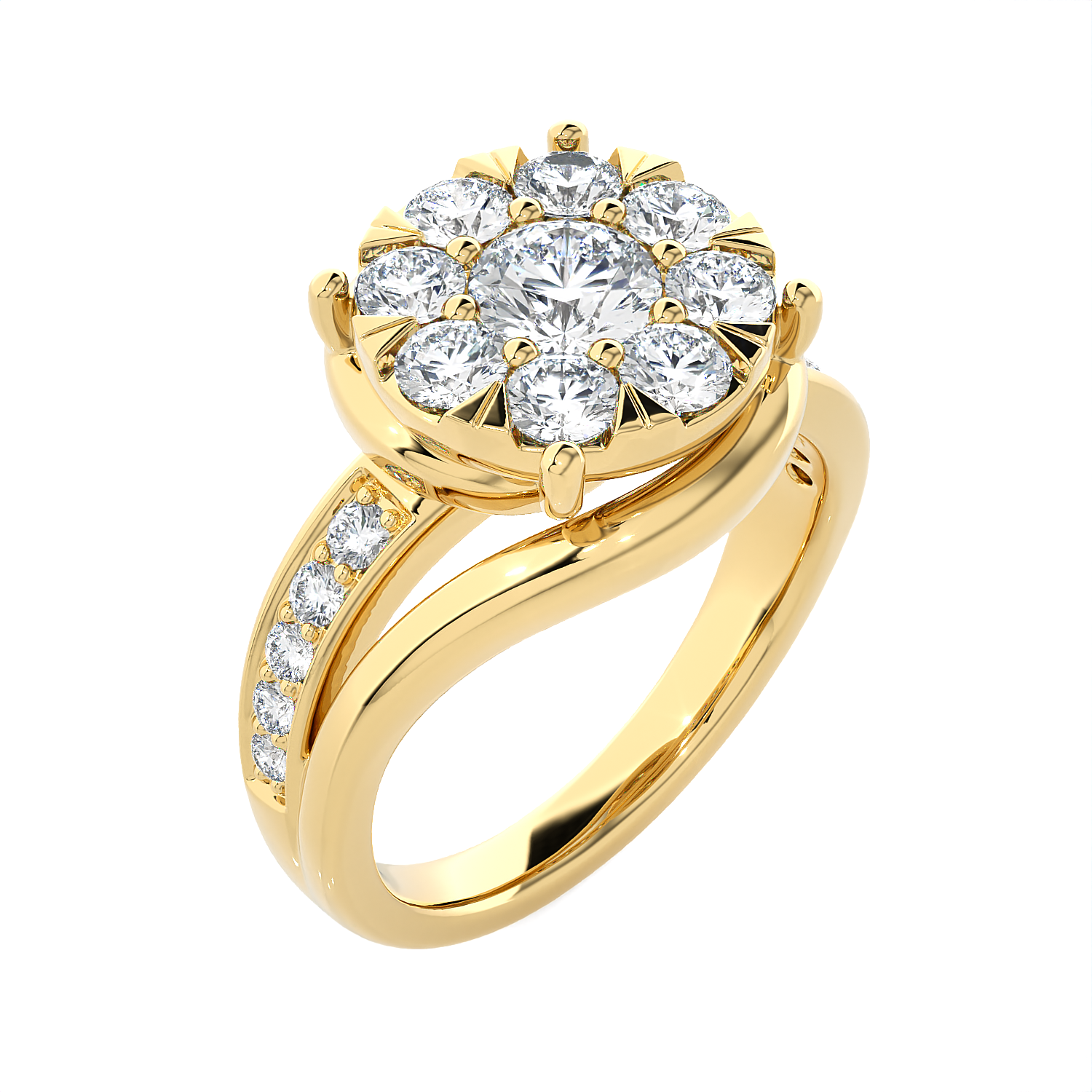 1 5/8 ctw Round Lab Grown Diamond Side Stone Engagement Ring