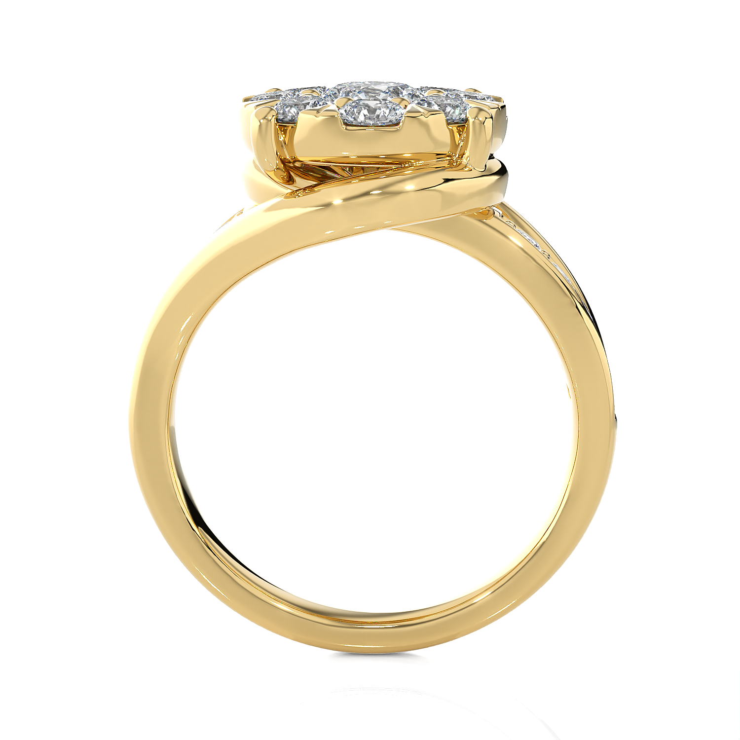 1 5/8 ctw Round Lab Grown Diamond Side Stone Engagement Ring