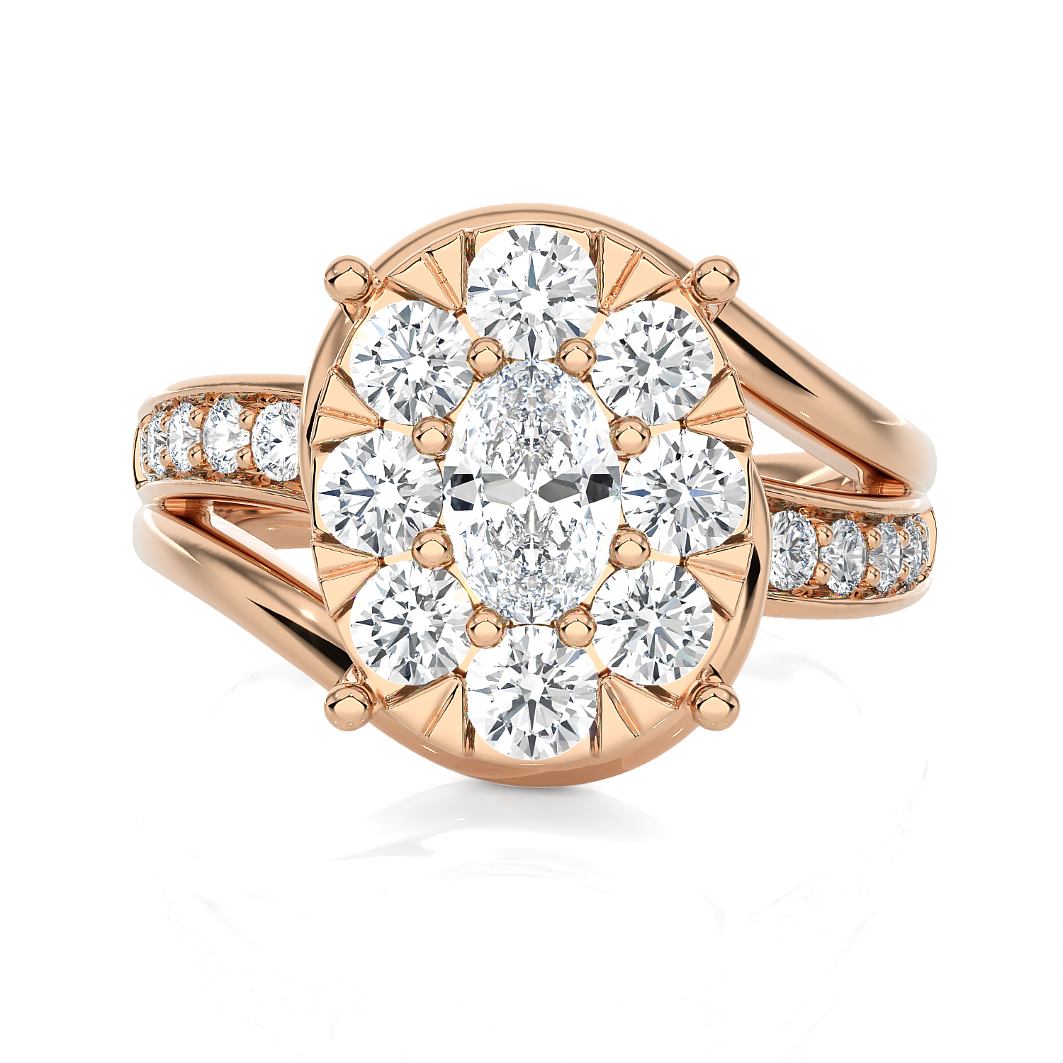 1 5/8 ctw Round Lab Grown Diamond Side Stone Engagement Ring