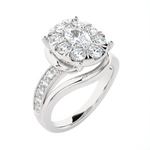 1 5/8 ctw Round Lab Grown Diamond Side Stone Engagement Ring