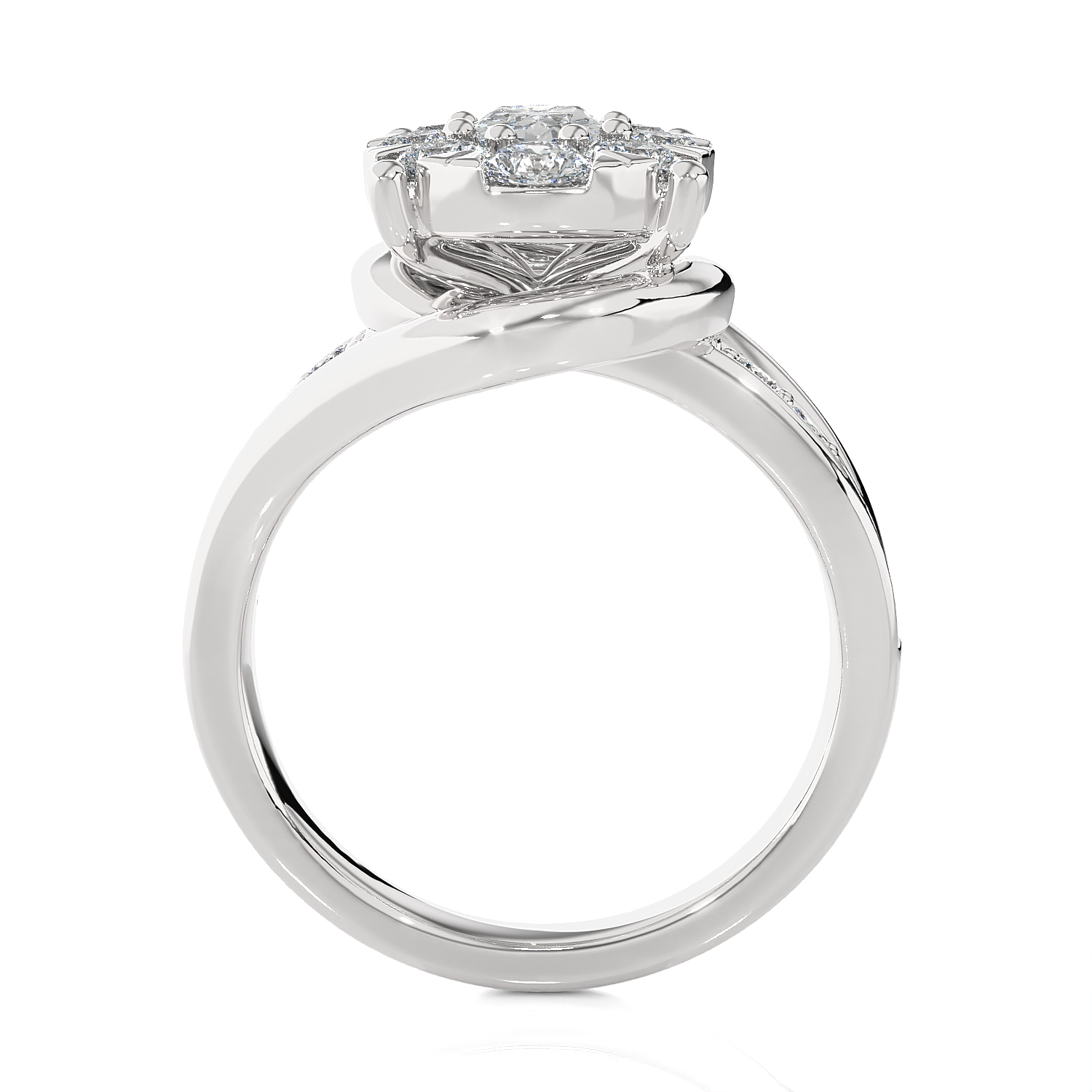 1 5/8 ctw Round Lab Grown Diamond Side Stone Engagement Ring