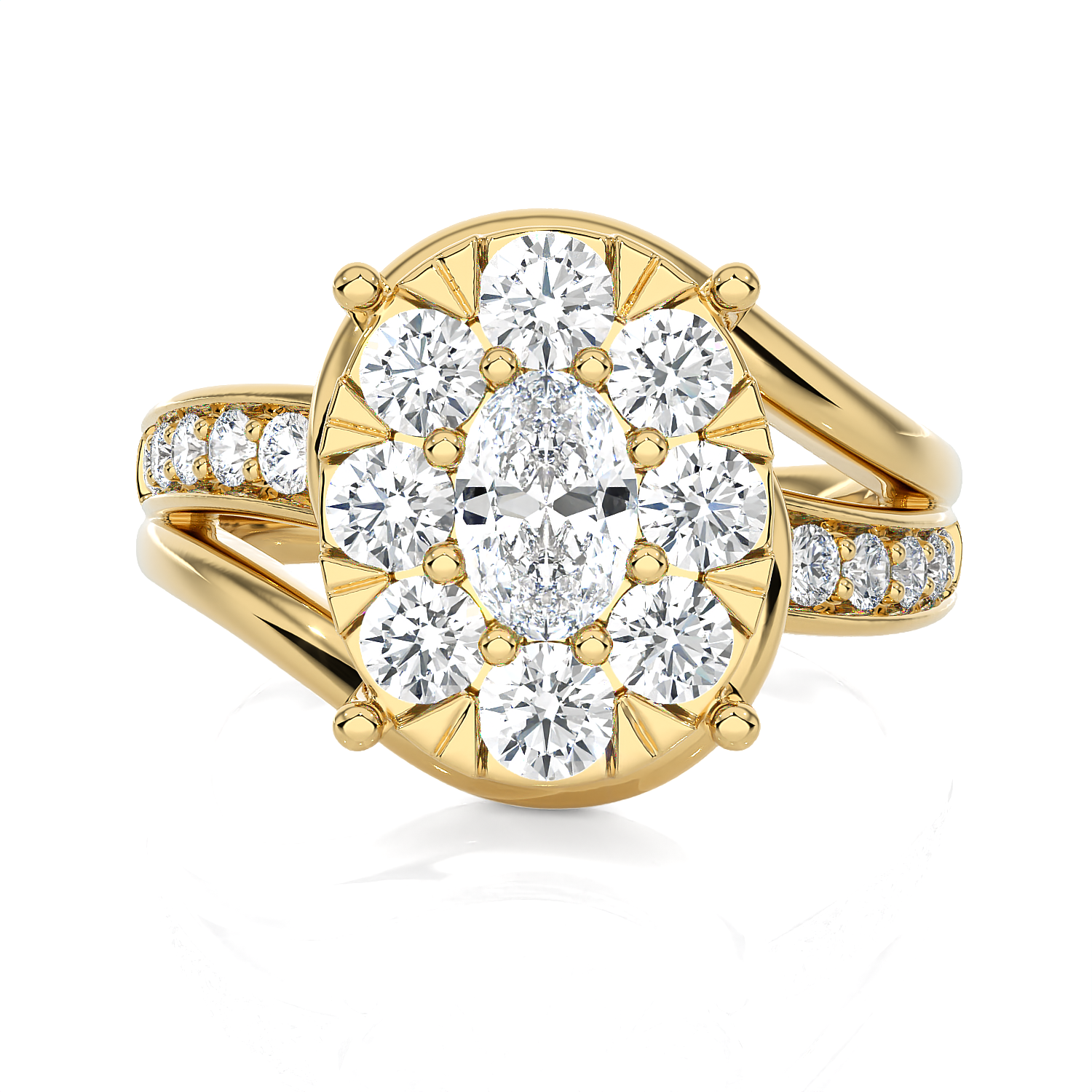 1 5/8 ctw Round Lab Grown Diamond Side Stone Engagement Ring