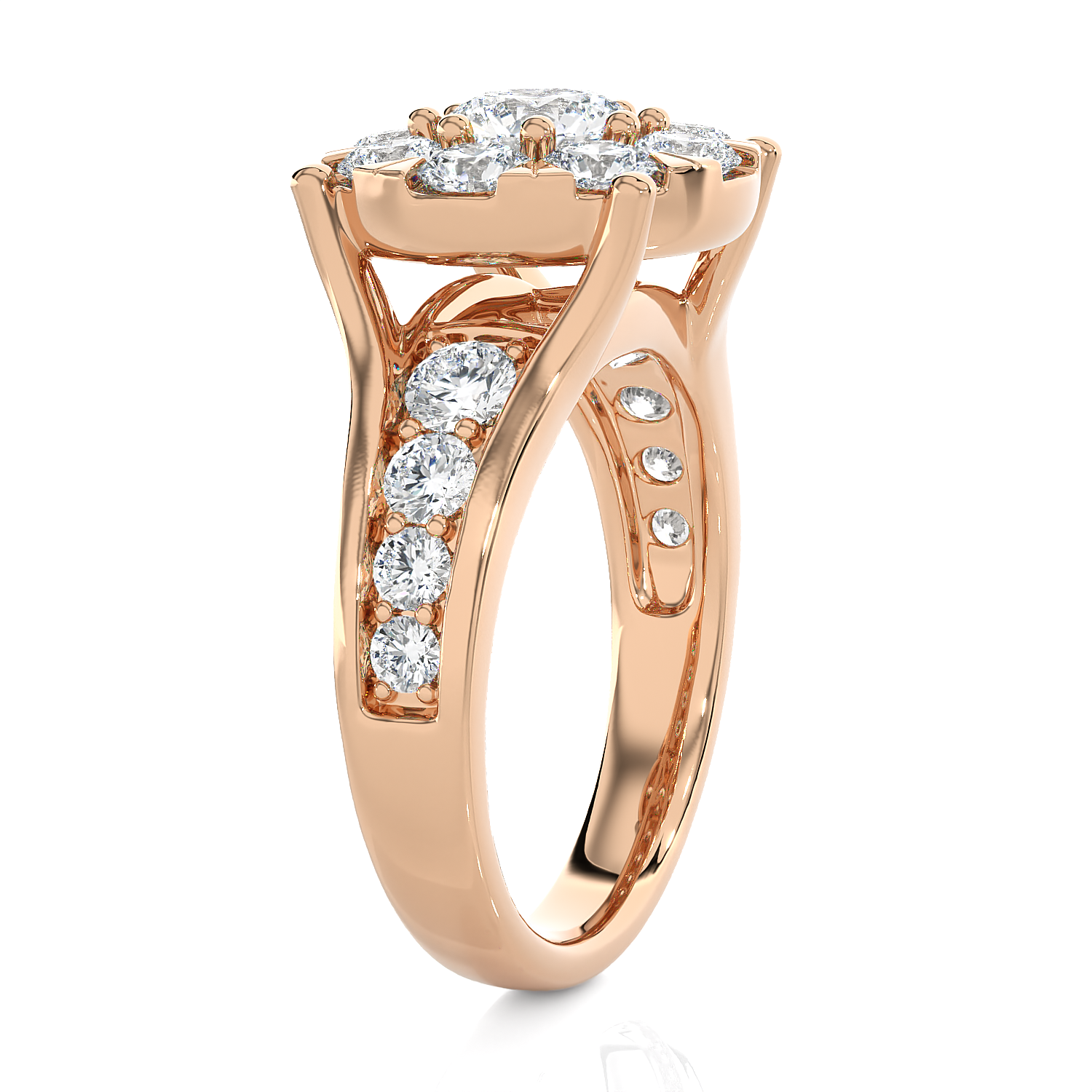 2 5/8 ctw Round Lab Grown Diamond Side Stone Engagement Ring