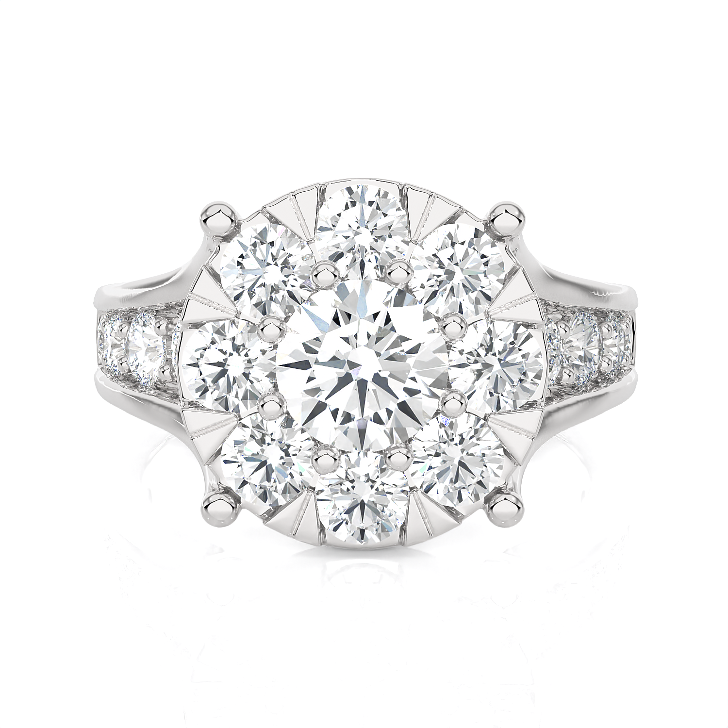 2 5/8 ctw Round Lab Grown Diamond Side Stone Engagement Ring