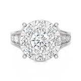 2 5/8 ctw Round Lab Grown Diamond Side Stone Engagement Ring