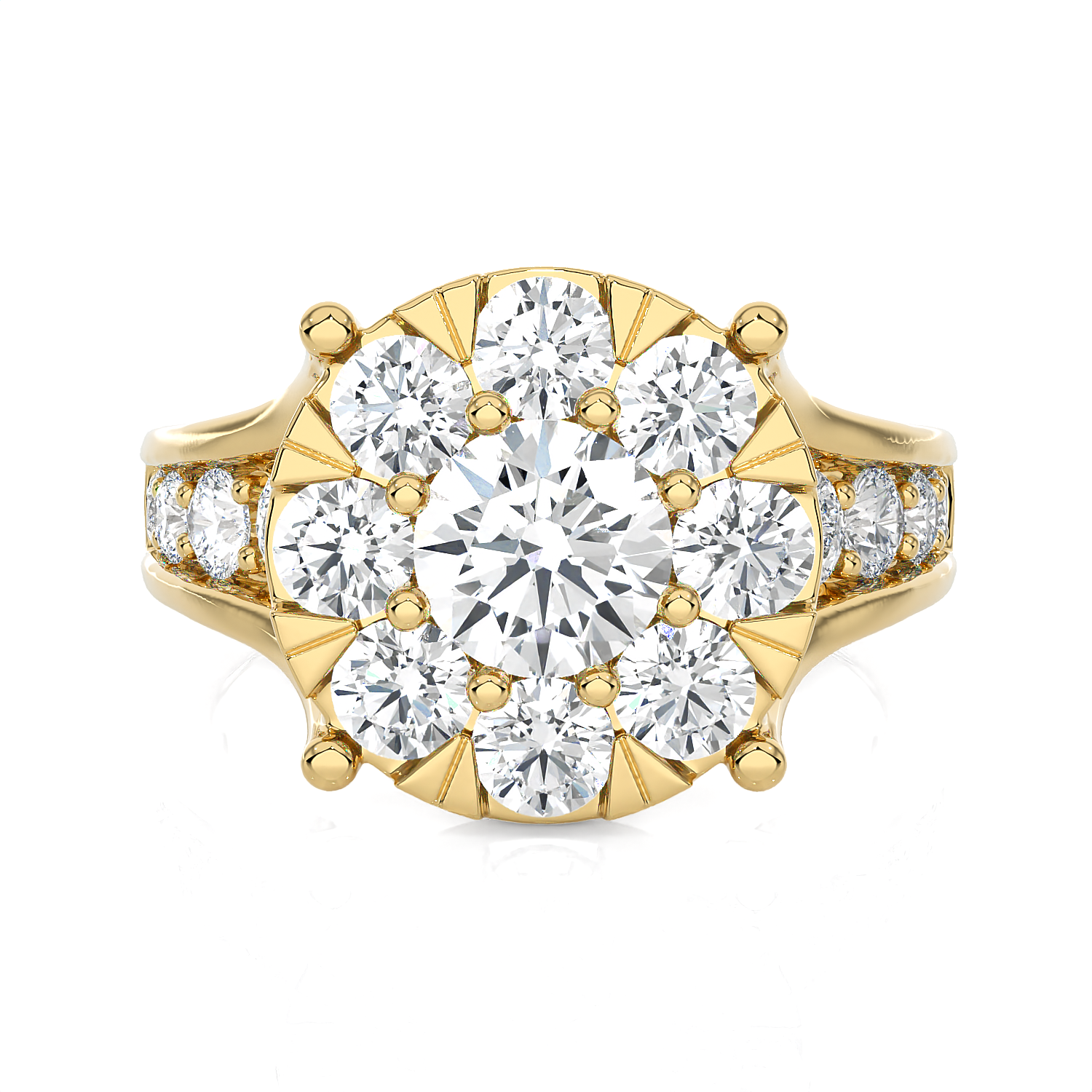 2 5/8 ctw Round Lab Grown Diamond Side Stone Engagement Ring