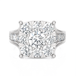 2 7/8 ctw Round Lab Grown Diamond Side Stone Engagement Ring