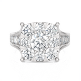 2 7/8 ctw Round Lab Grown Diamond Side Stone Engagement Ring