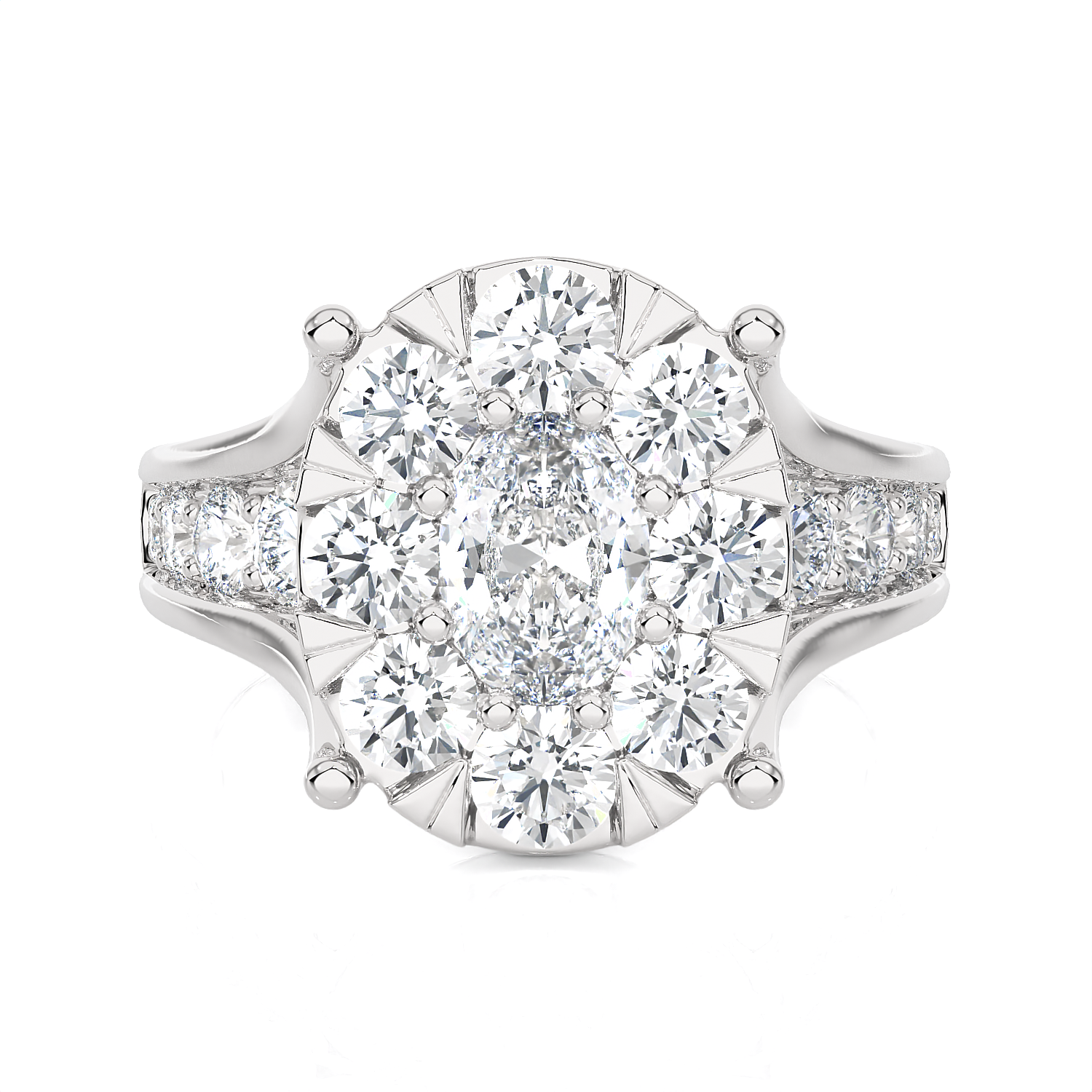 2 1/3 ctw Round Lab Grown Diamond Side Stone Engagement Ring