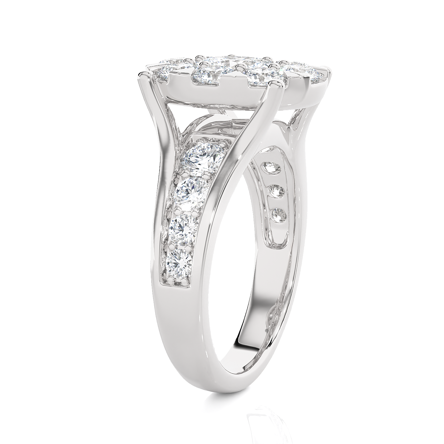 2 1/3 ctw Round Lab Grown Diamond Side Stone Engagement Ring