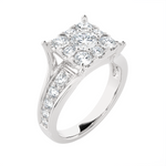 1 1/2 ctw Princess-Cut Lab Grown Diamond Side Stone Engagement Ring