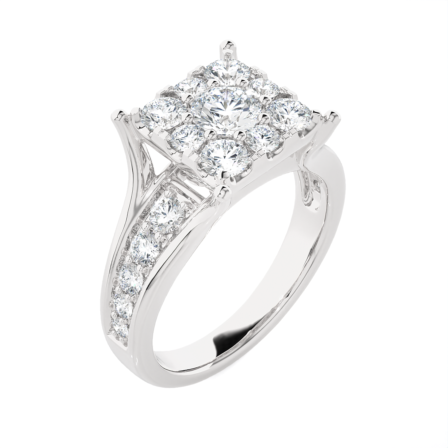1 1/2 ctw Princess-Cut Lab Grown Diamond Side Stone Engagement Ring