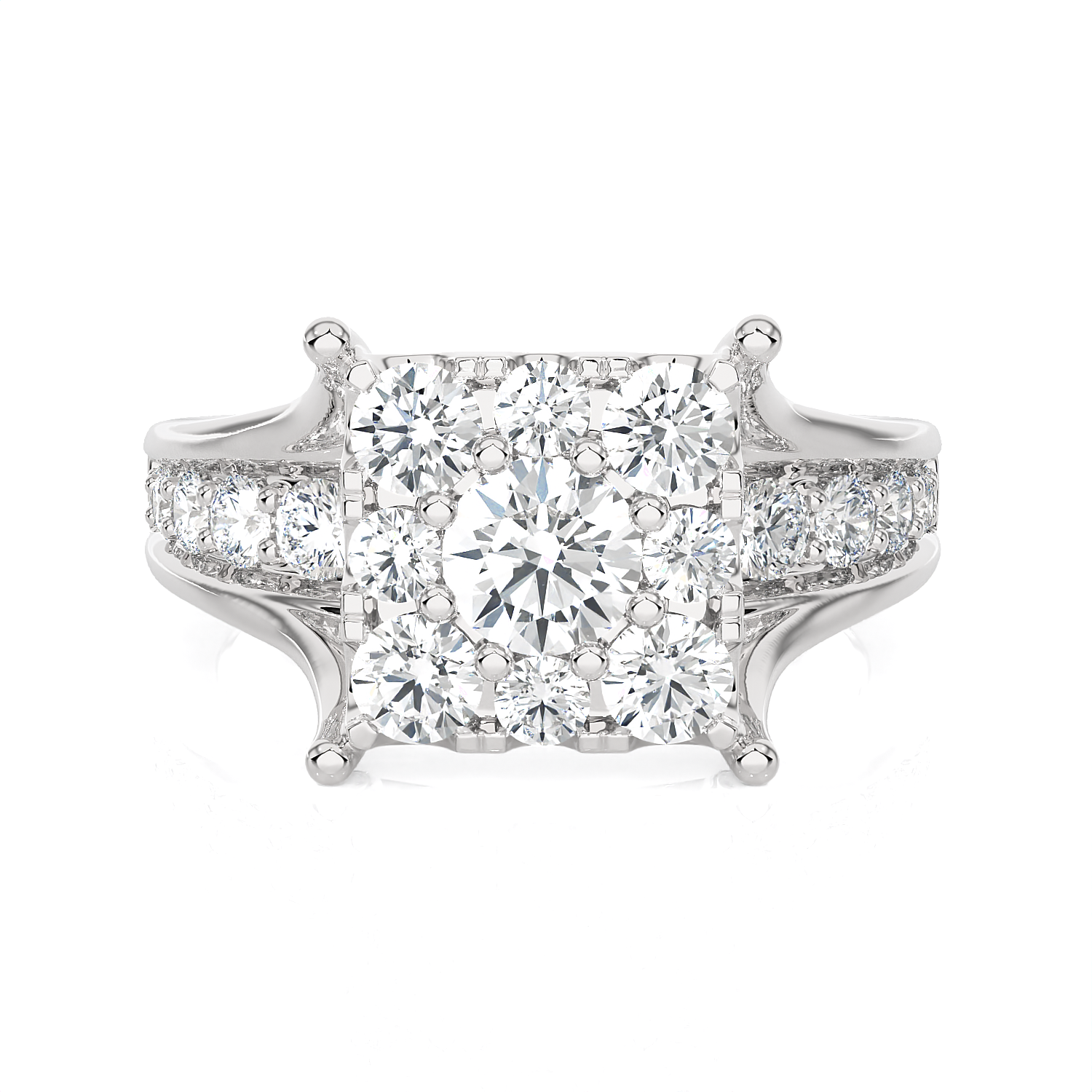 1 1/2 ctw Princess-Cut Lab Grown Diamond Side Stone Engagement Ring