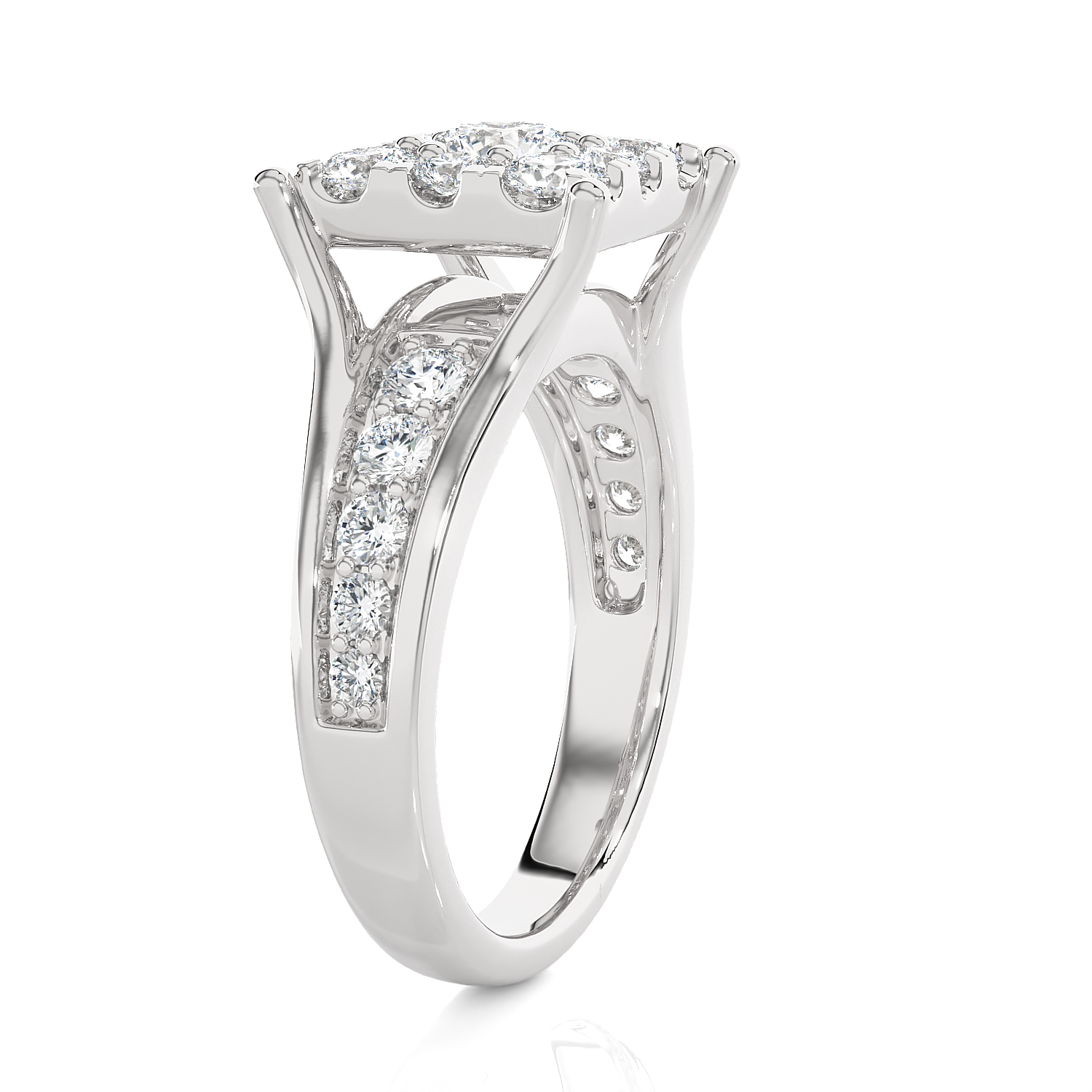 1 1/2 ctw Princess-Cut Lab Grown Diamond Side Stone Engagement Ring