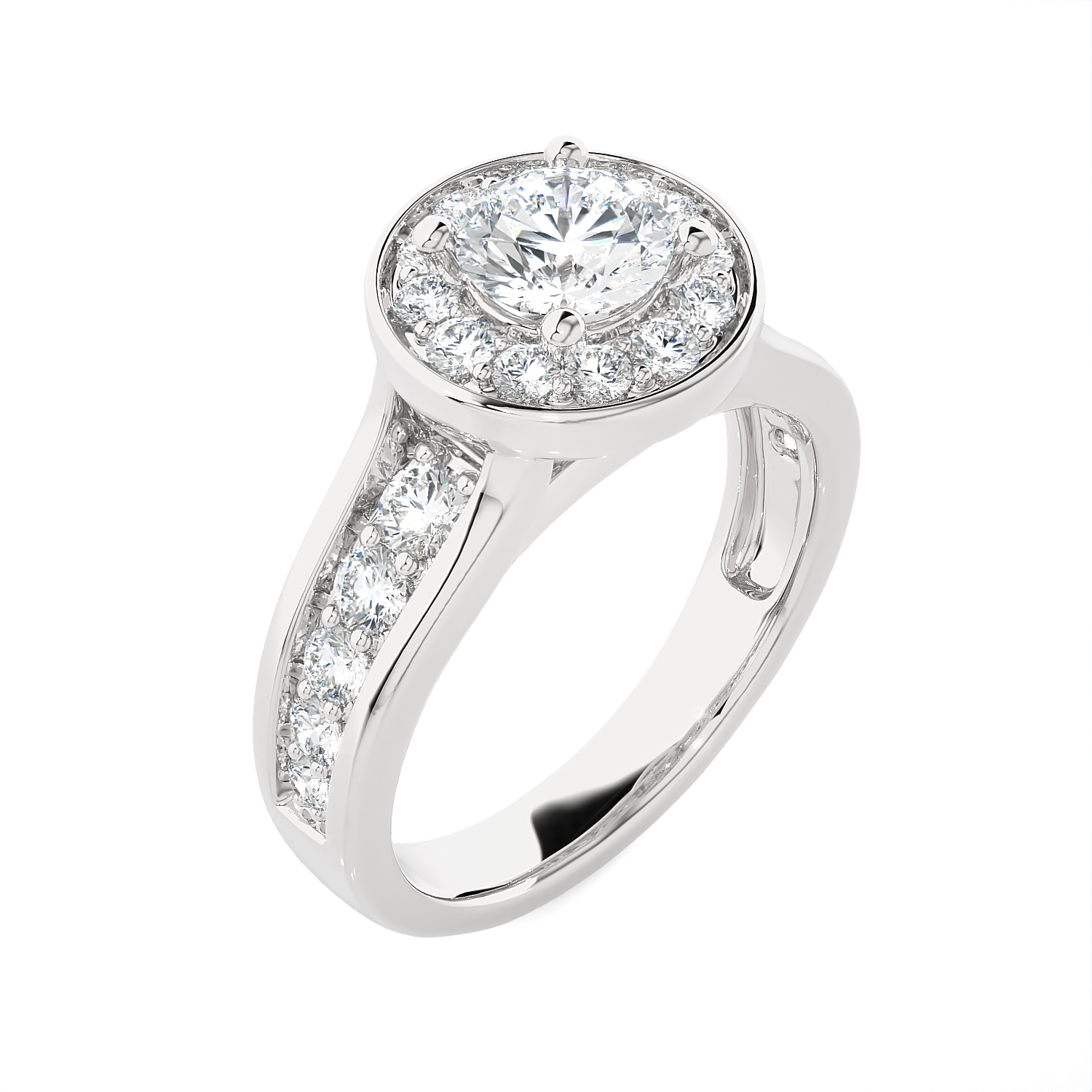 1 3/4 ctw Round Lab Grown Diamond Halo Engagement Ring