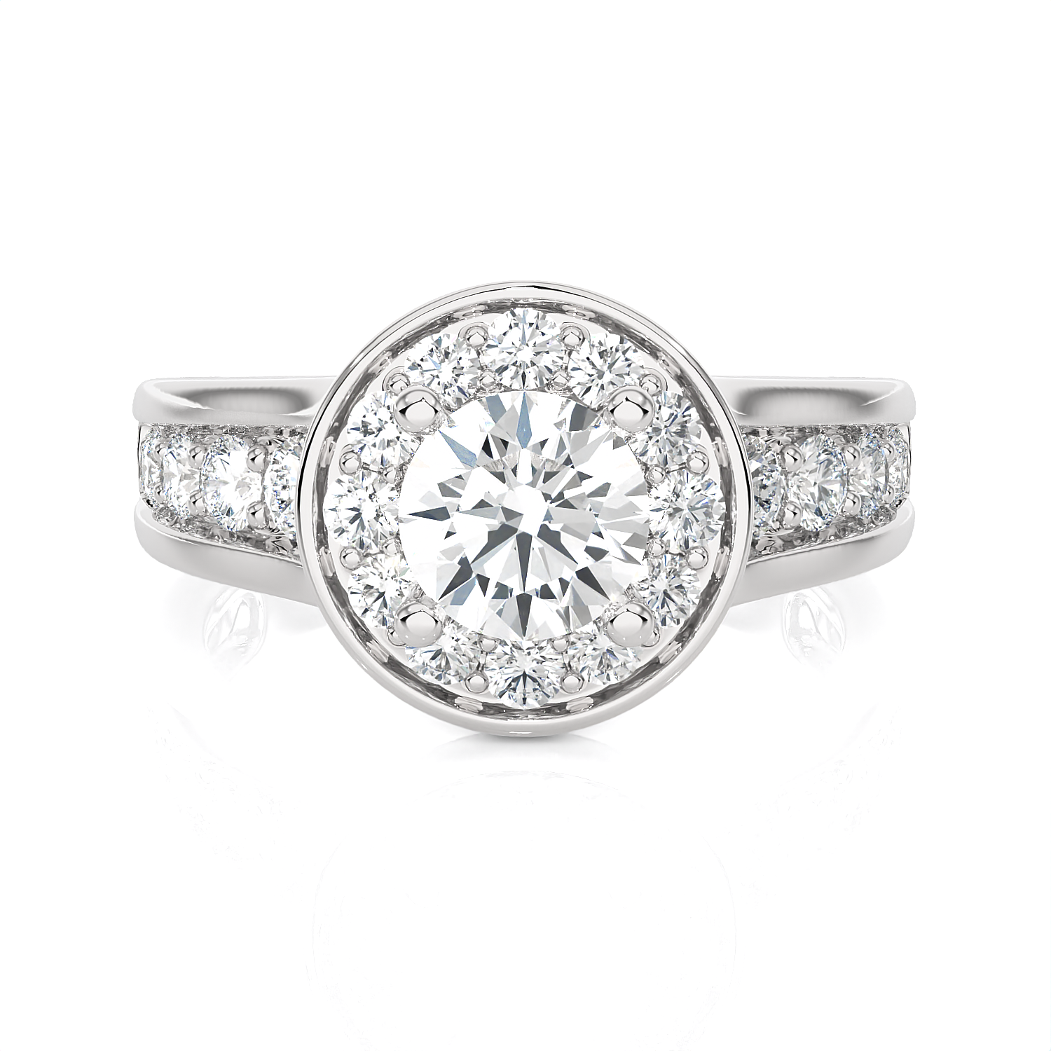1 3/4 ctw Round Lab Grown Diamond Halo Engagement Ring