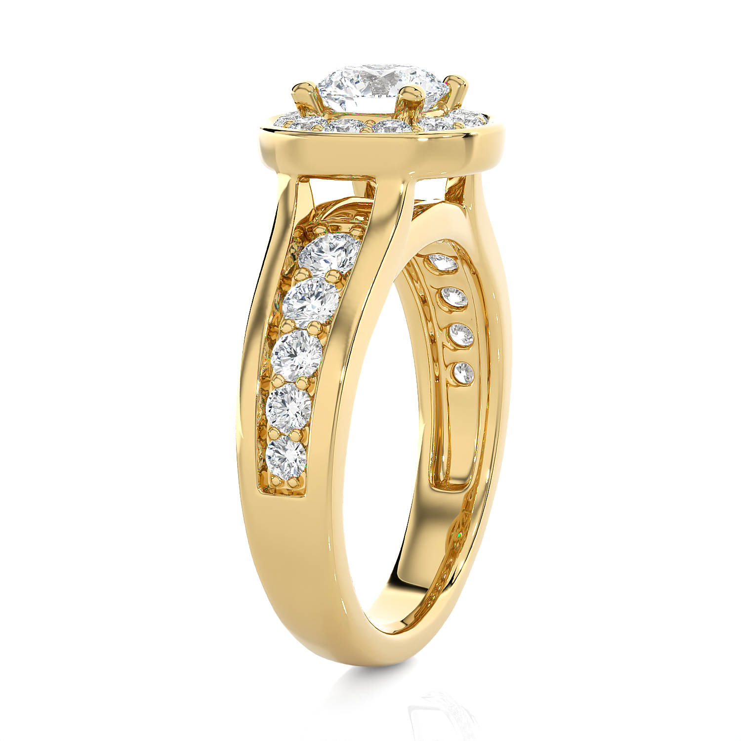 1 3/4 ctw Round Lab Grown Diamond Halo Engagement Ring