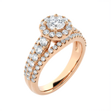 1 1/2 ctw Round Lab Grown Diamond Halo Engagement Ring