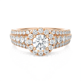 1 1/2 ctw Round Lab Grown Diamond Halo Engagement Ring