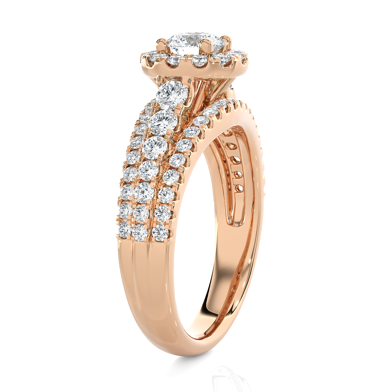 1 1/2 ctw Round Lab Grown Diamond Halo Engagement Ring