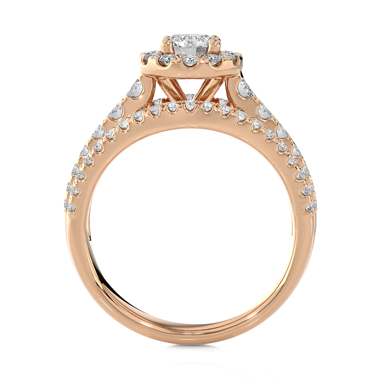 1 1/2 ctw Round Lab Grown Diamond Halo Engagement Ring