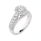 1 1/2 ctw Round Lab Grown Diamond Halo Engagement Ring