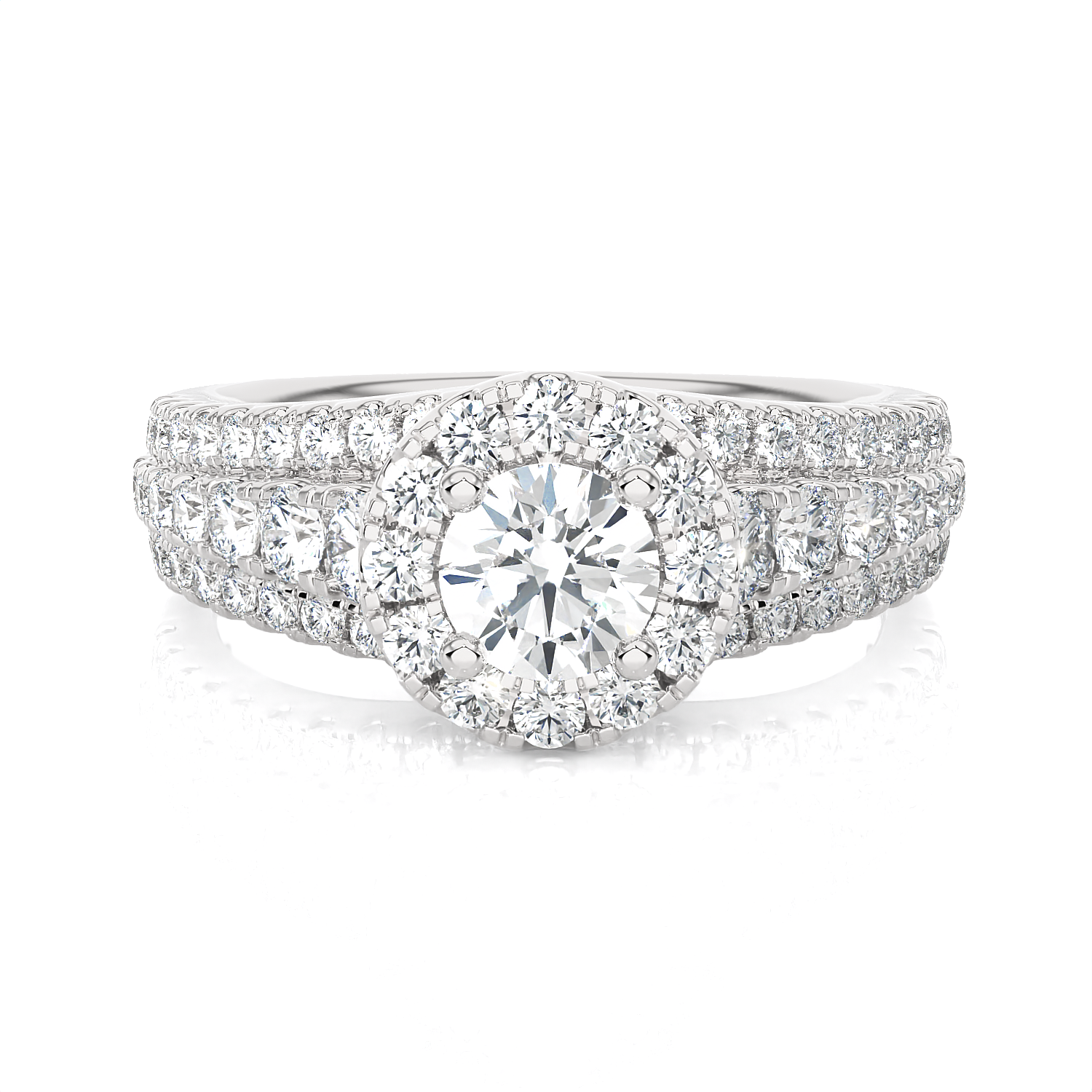 1 1/2 ctw Round Lab Grown Diamond Halo Engagement Ring