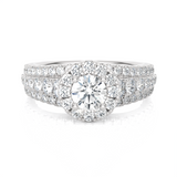 1 1/2 ctw Round Lab Grown Diamond Halo Engagement Ring