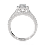 1 1/2 ctw Round Lab Grown Diamond Halo Engagement Ring