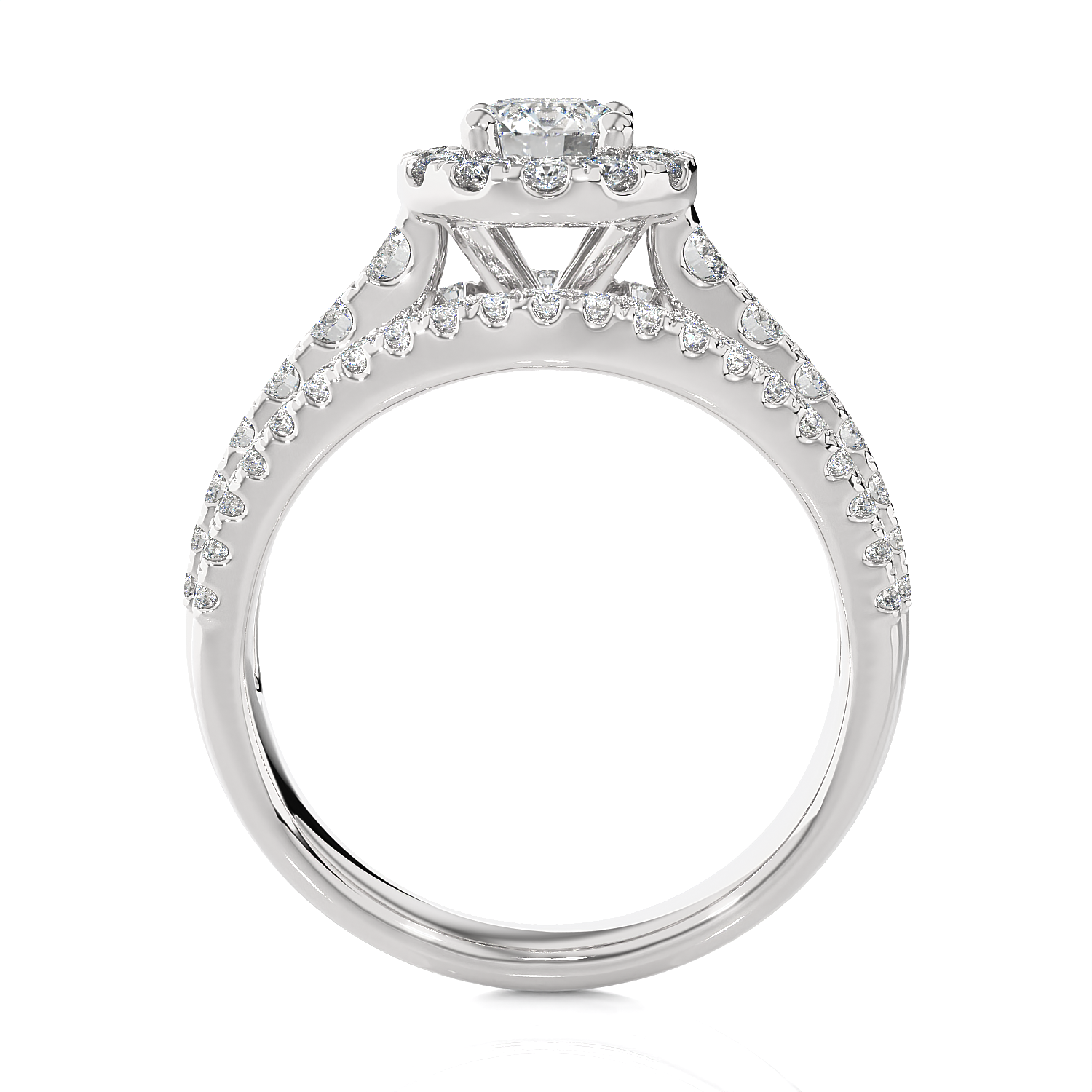 1 1/2 ctw Round Lab Grown Diamond Halo Engagement Ring