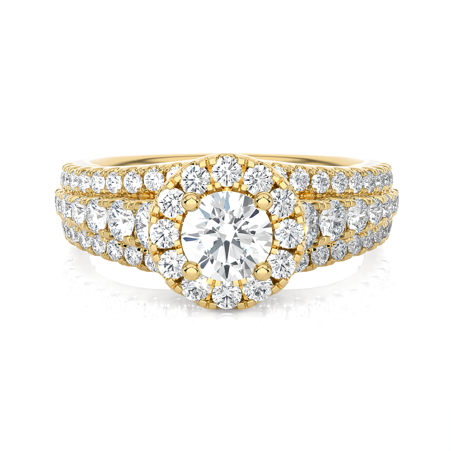 1 1/2 ctw Round Lab Grown Diamond Halo Engagement Ring
