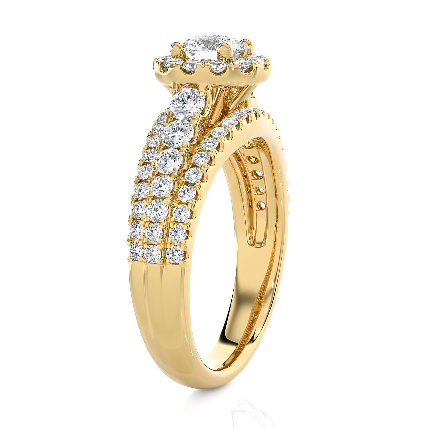 1 1/2 ctw Round Lab Grown Diamond Halo Engagement Ring