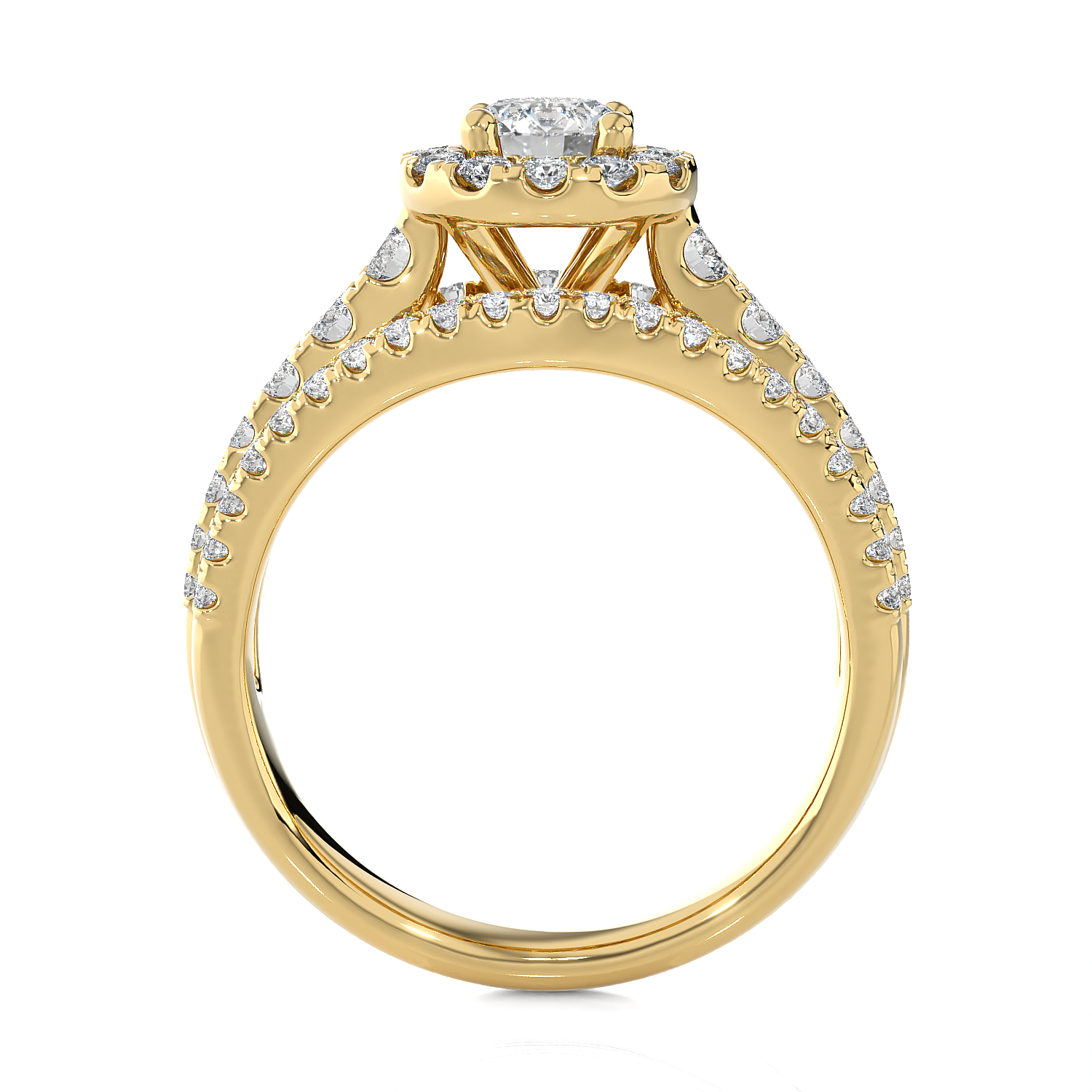 1 1/2 ctw Round Lab Grown Diamond Halo Engagement Ring