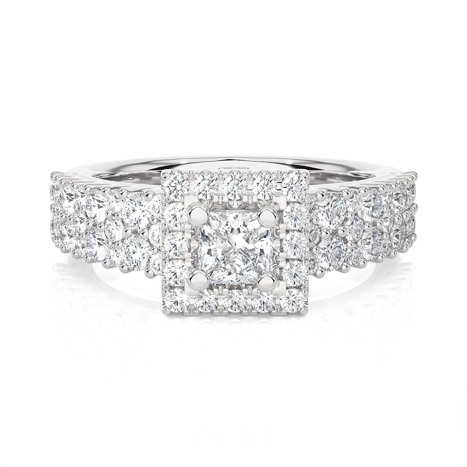 1 ctw Round Lab Grown Diamond Halo Engagement Ring