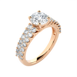 Round Lab Grown Diamond Side Stone Engagement Ring