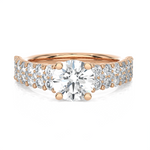 Round Lab Grown Diamond Side Stone Engagement Ring