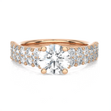 Round Lab Grown Diamond Side Stone Engagement Ring