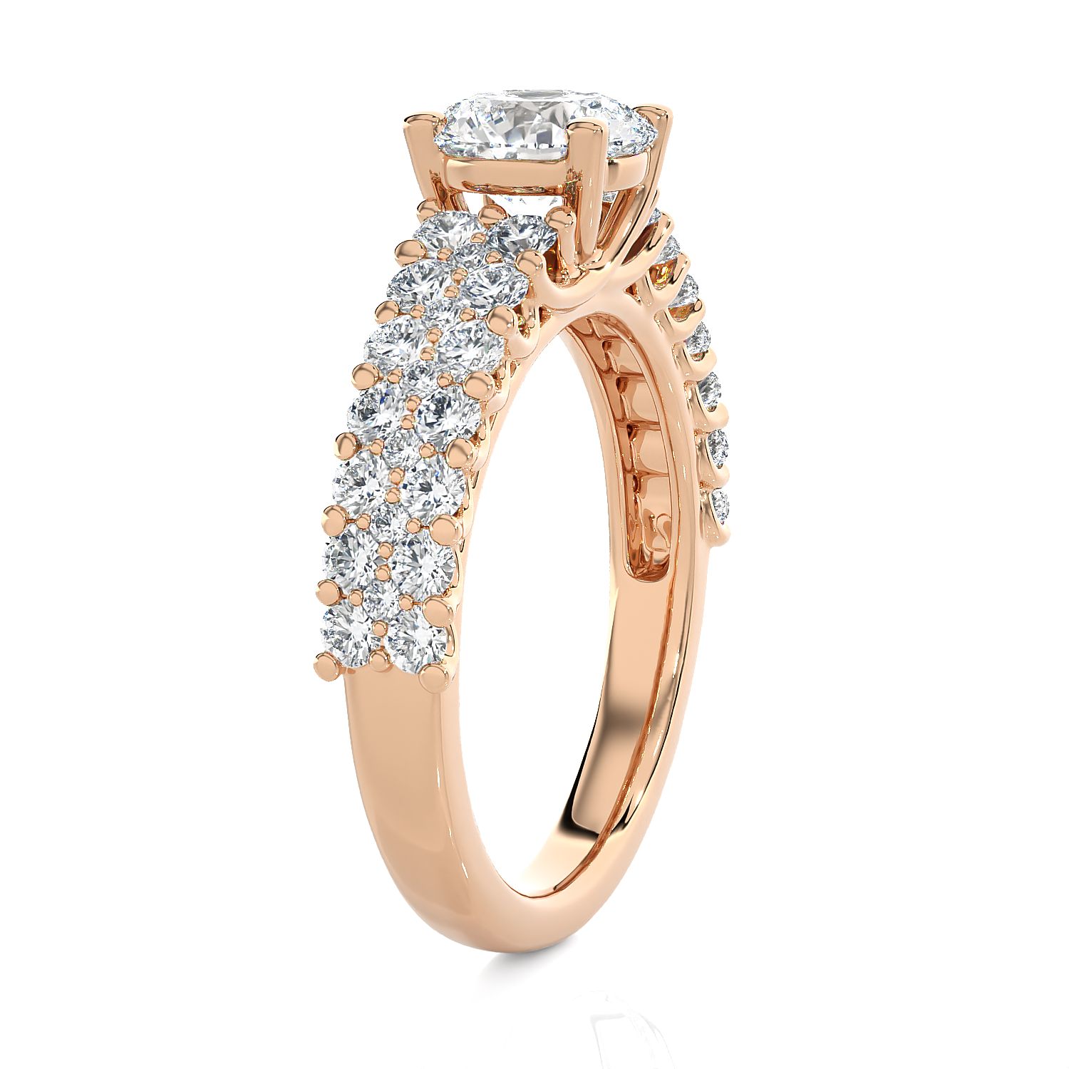 Round Lab Grown Diamond Side Stone Engagement Ring