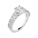 Round Lab Grown Diamond Side Stone Engagement Ring