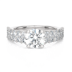 Round Lab Grown Diamond Side Stone Engagement Ring