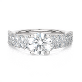 Round Lab Grown Diamond Side Stone Engagement Ring