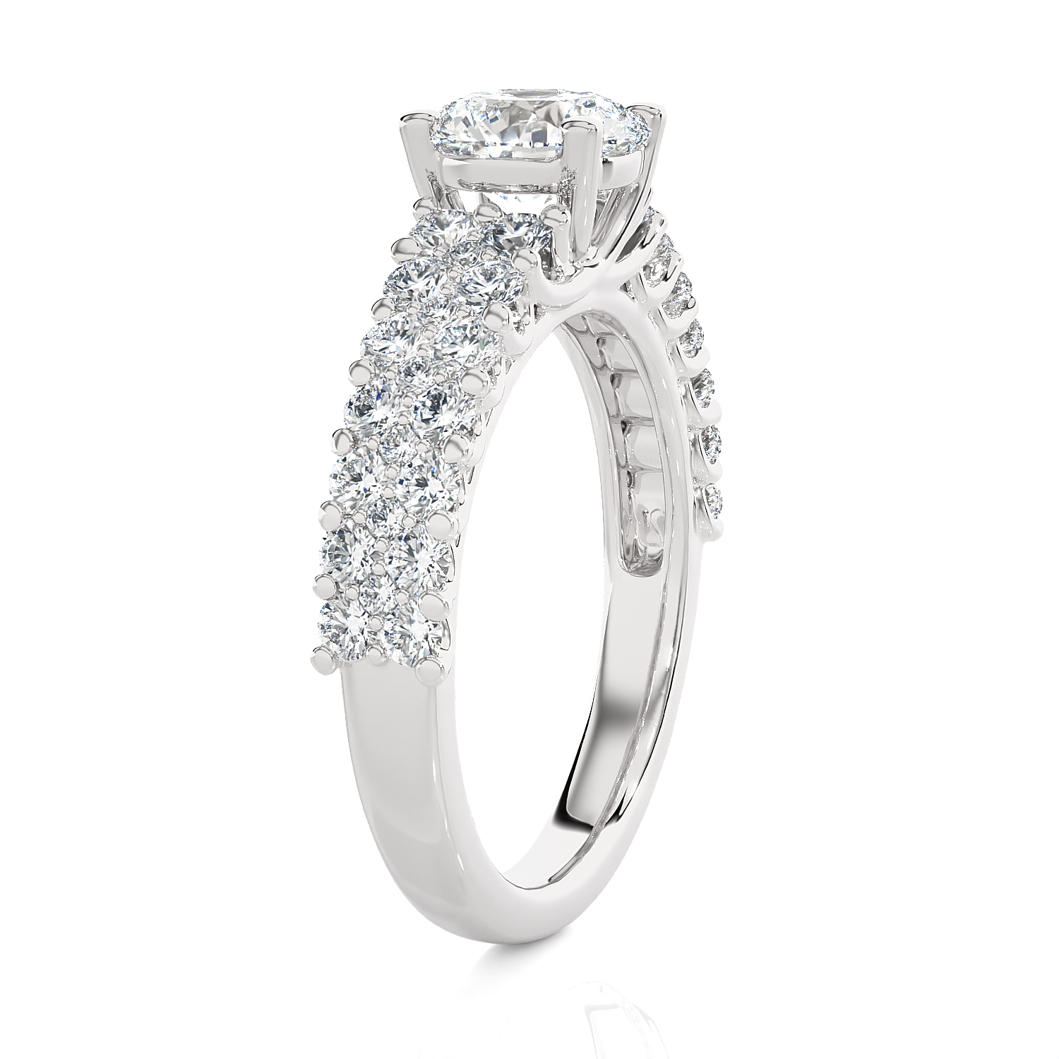 Round Lab Grown Diamond Side Stone Engagement Ring