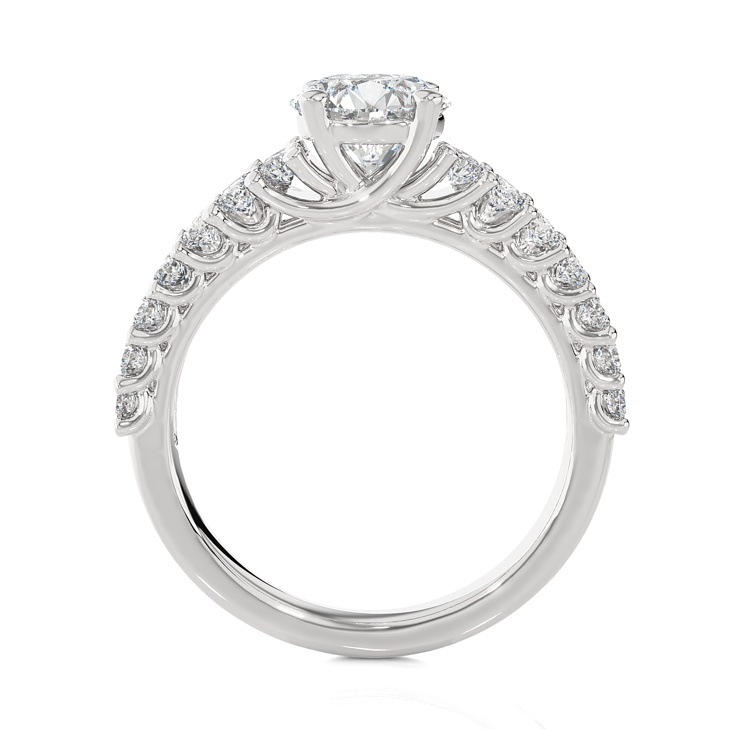 Round Lab Grown Diamond Side Stone Engagement Ring