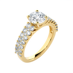 Round Lab Grown Diamond Side Stone Engagement Ring