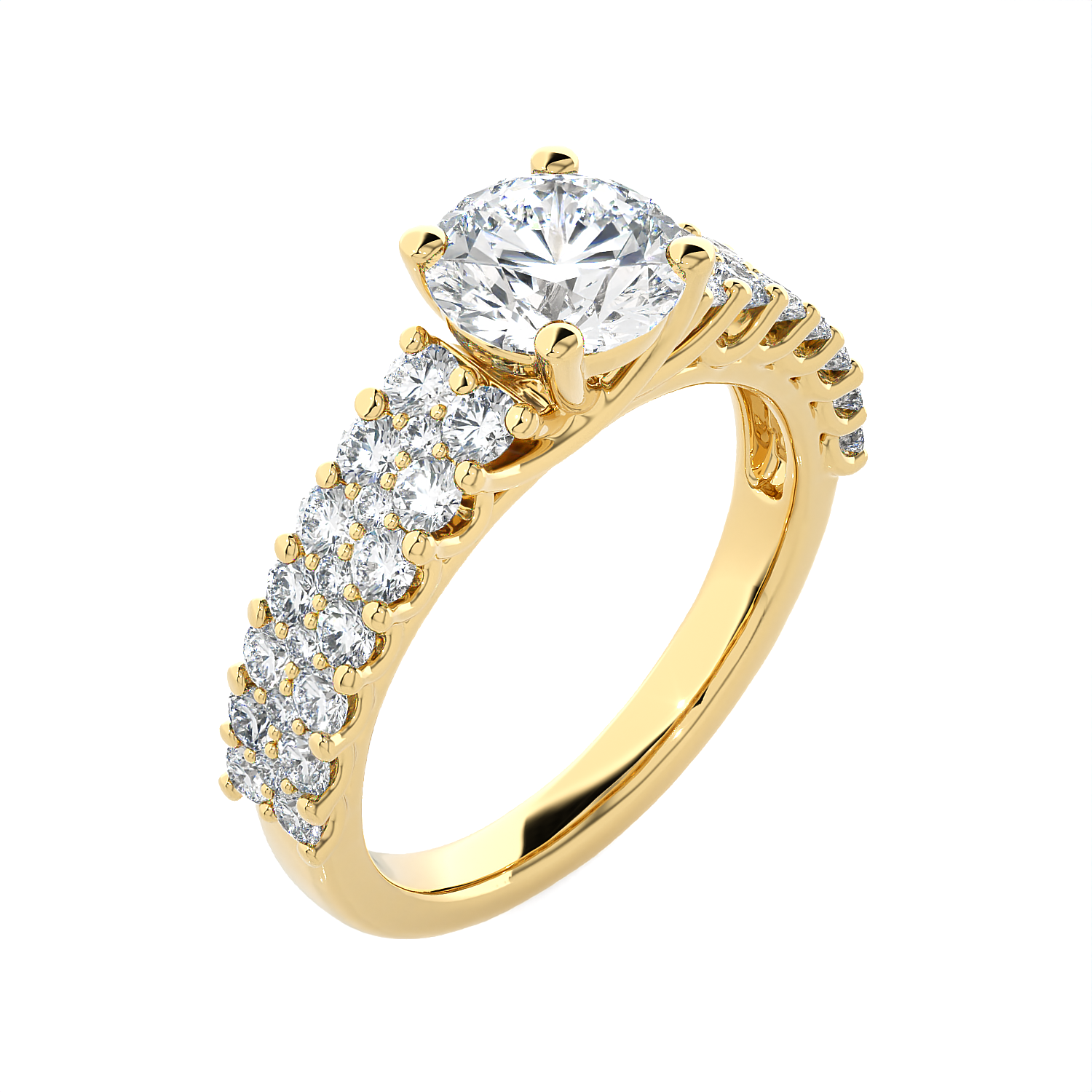 Round Lab Grown Diamond Side Stone Engagement Ring