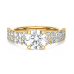 Round Lab Grown Diamond Side Stone Engagement Ring