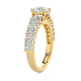Round Lab Grown Diamond Side Stone Engagement Ring