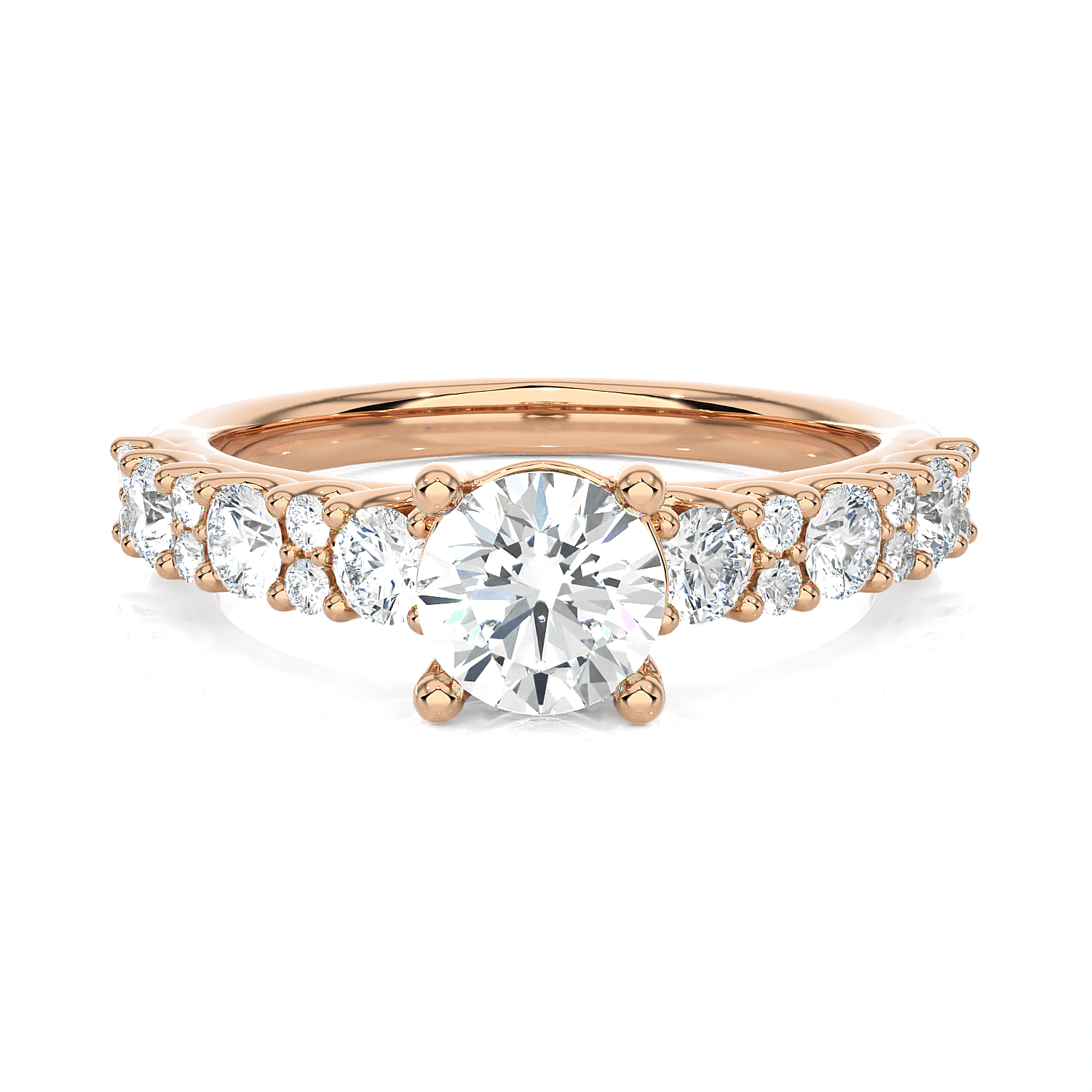 1 1/2 ctw Round Lab Grown Diamond Side Stone Engagement Ring