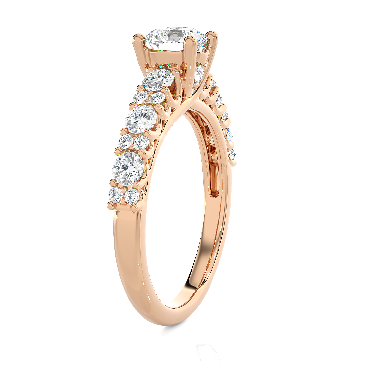 1 1/2 ctw Round Lab Grown Diamond Side Stone Engagement Ring
